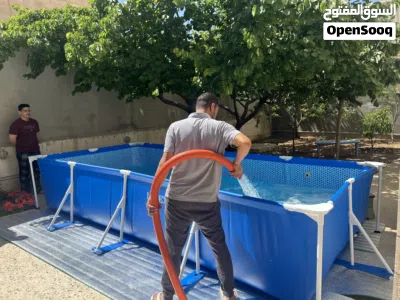 الصويفية تركيب اليوم بركة سباحة انتكس مقاس 4.5 متر مع فلتر ومضخة وغطا وكلور وطواشة كلور وأرضيات 2