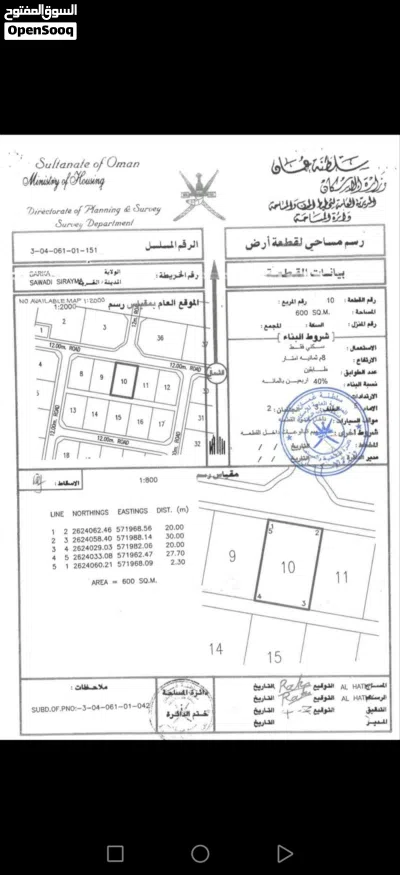 من المالك مباشره ارض للبيع في ولايه بركاء السوادي جنوب على الشارع العام السلطان قابوس 2