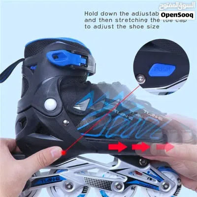 Tian-E Adjustable Inline Skates for Women/Man - Black/Blue Size XL 2
