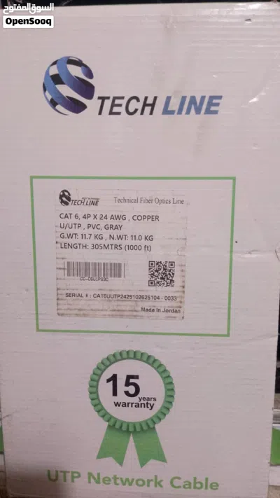 كابل شبكات TECH LINE CAT6 عالي الكفاءة (305 متر) TECH LINE CAT6 High-Efficiency Network Cable (305M) 2