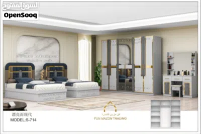 طقم غرفة نوم مكون من 7 قطع، مقاس 120×200 2 Beds Bed Room Set 7pcs 120x200 3