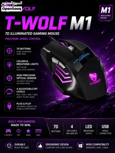 GAMING KEYBOARD(shipadoo F6) AND MOUSE(T-Wolf M1) COMBO+ USB CONNECTOR HUB (FREE) 3