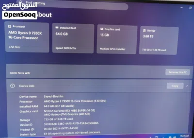 High-End pc R9 7950x 4080super 4Tb 64Gb ram 3