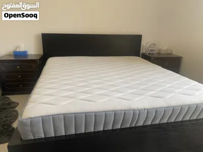 Queen bed frame with mattress and two bedside tables - brand new condition 180x200 IKEA 2