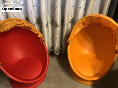 كرسي أيكيا شكل بيضة مع مظلة (Egg Chair) دوّار عدد 2 (لون أحمر وبرتقالي) شراء من بريطانيا للبيع 2