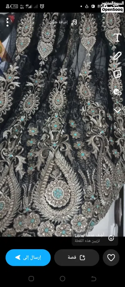 فستان شيفون مزركش لون اخضر غامق 4
