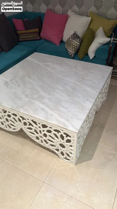 Marble counter top table with wooden stand 2