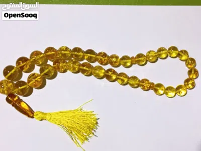 سبحة كهرب شفاف ذهبي جميلة جدا لأصحاب الذوق الرفيع 3