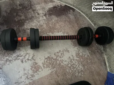 اثقال بي حالة الوكالة بار مع اوزان 15 kg مع عصا شابك بناتهم 2