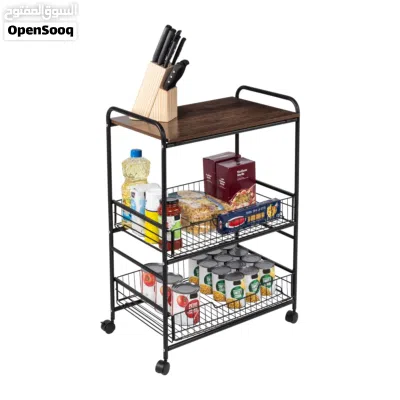 THREE TIER KITCHEN RACK WITH WOOD. 2