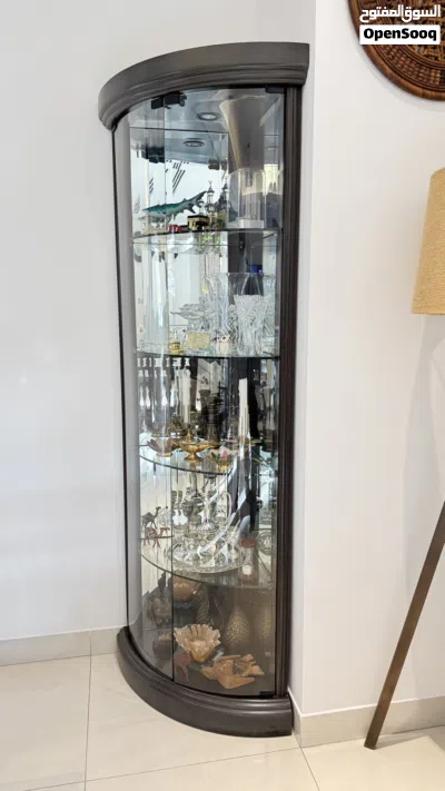 Corner Display Cabinet with Glass Doors and Ceiling Light 2