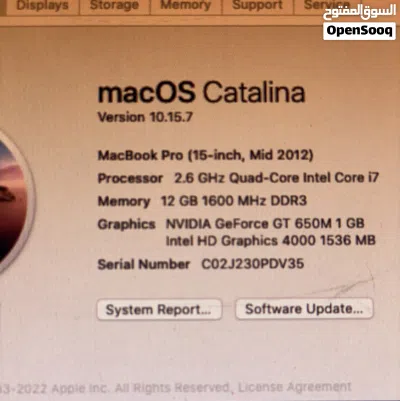 ماك بوك برو 2012 للبيع 12 قيقا رام في نظامين الماك (macOS) و نظام ويندوز (windows) 2