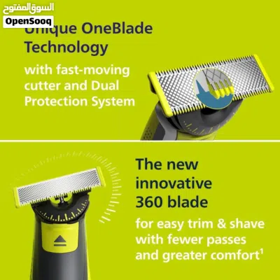 ماكينة حلاقة وتشذيب اللحية الكهربائية الأصلية من فيليبس ون بليد 360، شفرتان ، Philips OneBlade 360 2