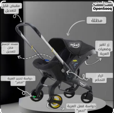عربة اطفال رضع الى عمر 2 سنوات// ميزتها 3 في واحد من ماركة مولي المشهورة 4