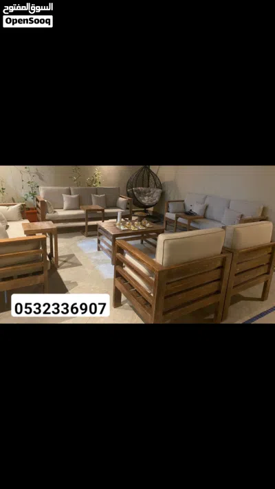 جلسة خارجية مودرن خشب وحديد (طقم جلسة حدائق وترّاس) 4