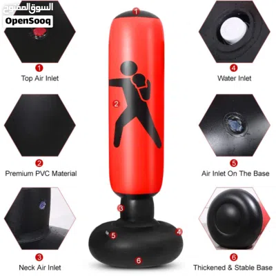 boxing bag كيس ملاكمه نفخ للاطفال بطول 160 سم مع قاعده ثابته ممكن تتعبى مي او رمل آمن وسهل على الاطف 2