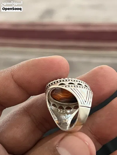 خاتم عقيق عيار 925مستعمل بحاله جيده جدا 3