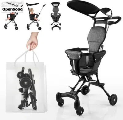 compact lightweight baby stroller features a gray fabric seat and a versatile folding design for eas 2
