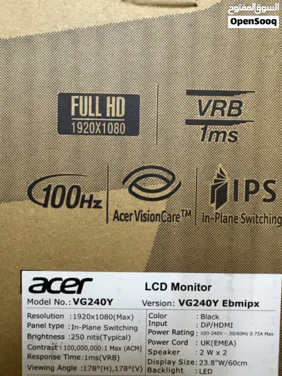 Acer Monitor - 100Hz, 1ms شاشة ايسر 100 هيرتز، 1 ميلي ثانية 2
