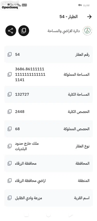 قطعة ارض للبيع المساحه 3 دونمات و 686 متر 2
