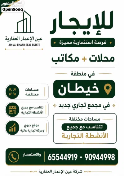 للإيجار محلات + مكاتب مساحات مختلفه تصلح لجميع الانشطه التجاريه ( مجمع جديد ) 3
