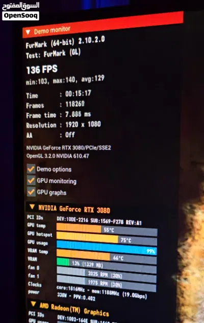 Geforce Nvidia RTX 3080 10GB Palit Gamerock Edition, كرت شاشه مستعمل استعمال نظيف 4