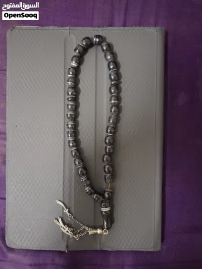 مسباح جزع عقيق يمني أسود طبيعي natural black yamani agate misbah beads 2
