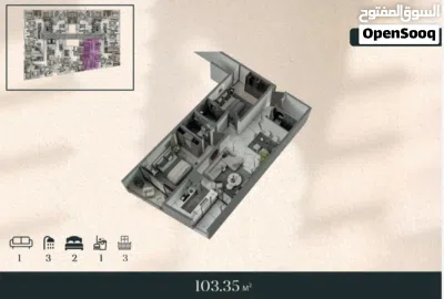 شقة ذكية حديثة بالكامل، غرفتان، بموقع مميز في مرتفعات غلاFully smart 2BHK-prime location at Ghala He 3