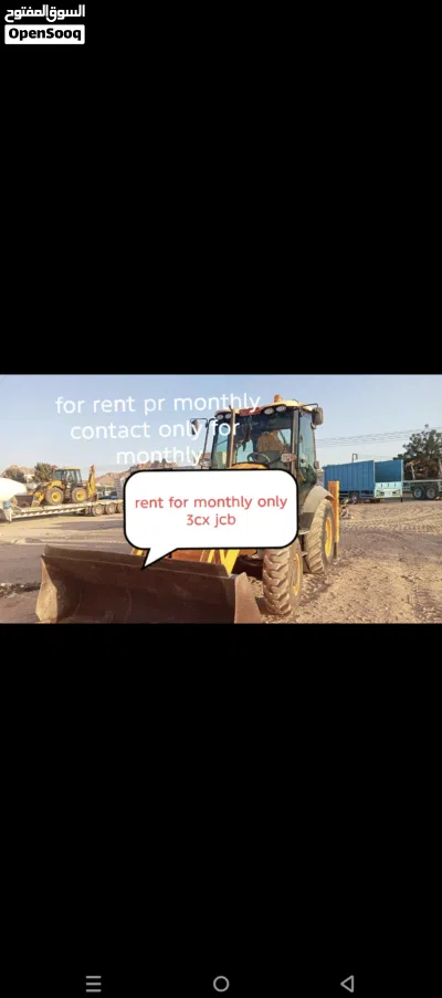 for rent 3cx jcb pr month. 2