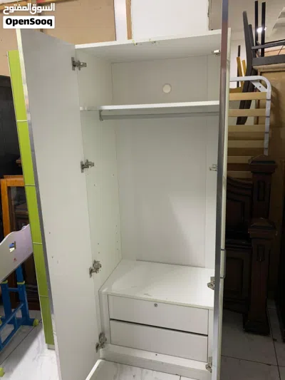 White and Green 3 door cupboard neat and clean with drawers 2