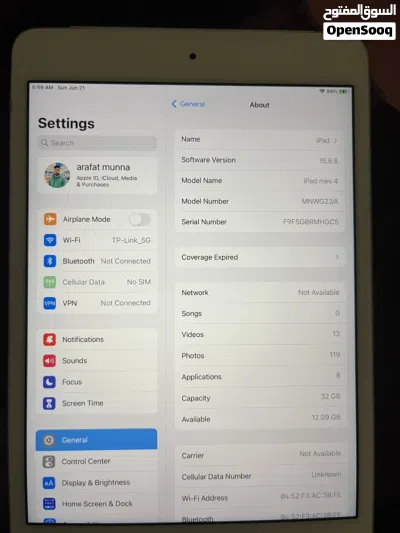 I pad 4 mini wifi and sim using 2