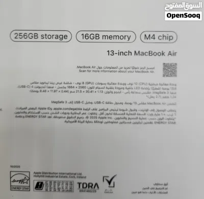 للبيع MacBook air m4/13inch/256GB ssd/16ram/ لون أزرق سماوي جديد مع الكرتون 3