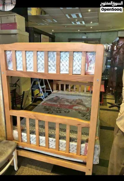 سرير خشب بملل والسلم والحاجز دورين Furniture oh 3