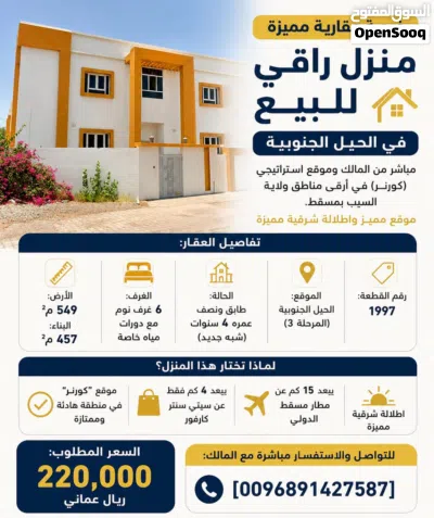 منزل جاهز للسكن، يجمع بين الموقع المميز والمساحة الواسعة والقيمة الاستثمارية العالية. 2