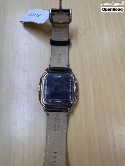 Fossil Golden Dial Square Leather Watch 3