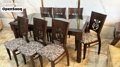 طاولة سفرة 8 كراسي أنيقة بتصميم راقٍ وجودة عالية مصنوعة بالكامل من خشب الصولد زان الفاخر 2