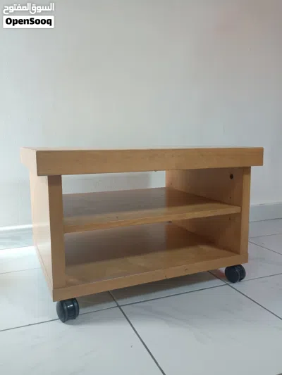 Solid Wood Rolling Coffee Table with Open Shelves 2