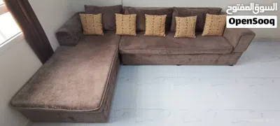 Custom L-Shape Corner Sofa — Dark Mocha Velvet Excellent Condition Sohar 2