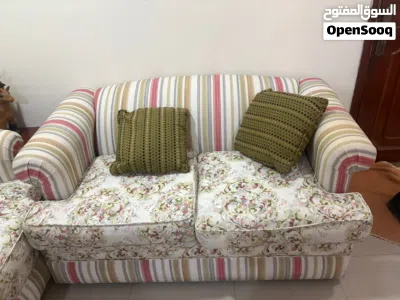 Seven seater sofa set with 6 cushions, one teapoy and four side tables Negotiable 2