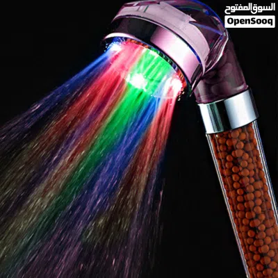 الدوش العجيب المضئ + تقويه ضغط الماء LED shower بدون كهرباء او بطاريات دش حمام 3