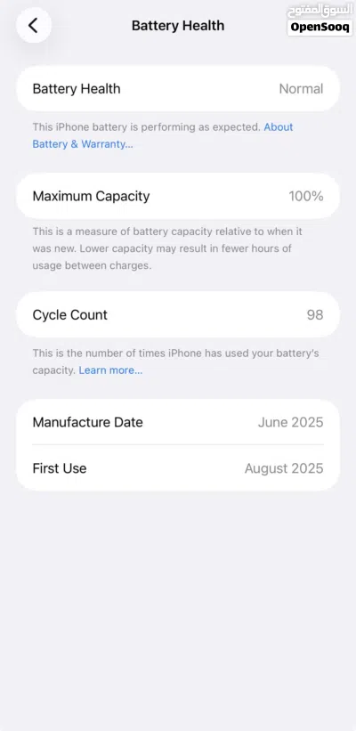 16pro max 256gb battery 100% not used 4