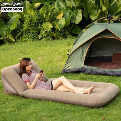Ultra Comfort Inflatable Air Mattress Sofa Bed with Headrest - Brown  Portable Lounge Chair for Ind 2
