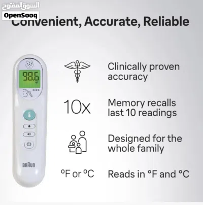 Braun No Touch 3-In-1 Thermometer, Measures Forehead, Liquid and Food Temps, Pro 2
