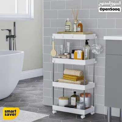 Bathroom organizer in stock with wheels and holes at the bottom Stainless steal 4