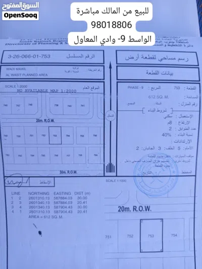 للبيع ارض سكنية الواسط 9 وادي المعاول جنوب الباطنة 13 الف فقط 2