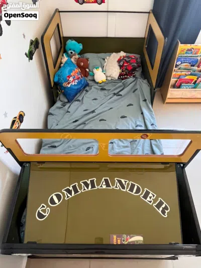 Kids Jeep Commander Car Bed +mattress– Unique Army Green Design – Excellent Condition 2