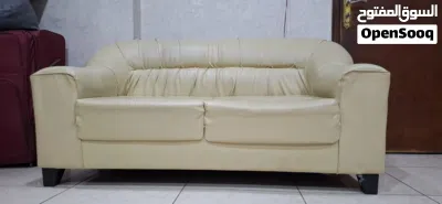 Beige Colour Leather Sofa ( 2 pcs ) 3 seater + 2 seater 3