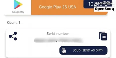 25$ Google play (USA ) Gift card / بطاقة شحن قوقل بلاي امريكي 2