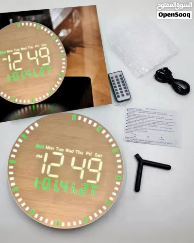 ساعة رقمية مكتبية مقاس 10 بوصه بتصميم من الخيزران، شاشة كبيرة قابلة للتعتيم، مع جهاز تحكم عن بعد 2