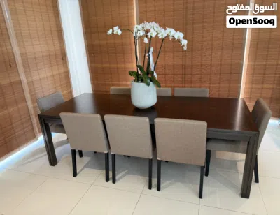 Crate and Barrel Dining table with 8 chairs 2